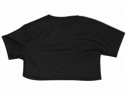 Black sleeveless top on a white background