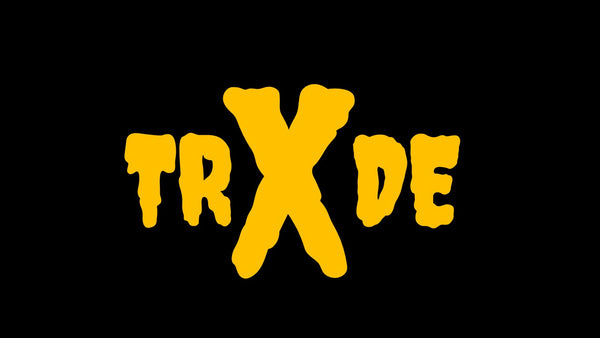Yellow 'TRXDE' logo on a black background